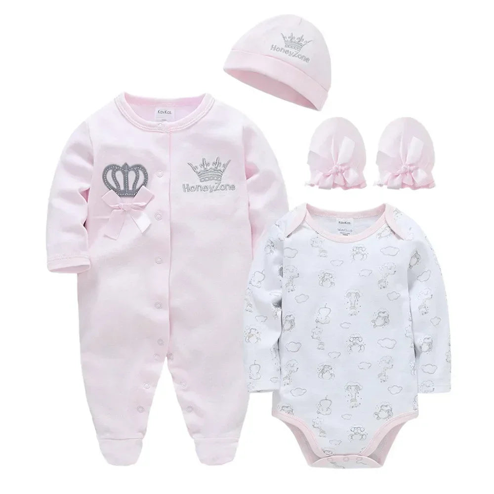 100% Cotton Newborn Autumn & Winter Long-sleeved Rompers Set 0-12M Baby Clothes Set Bodysuits One-Pieces Winter Baby Clothes