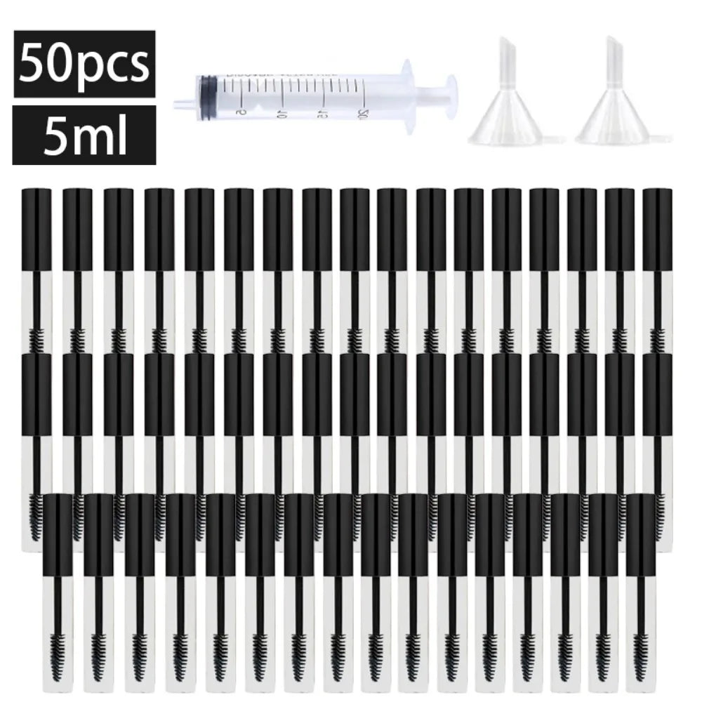 50PCS 5/10ML Protable Empty DIY Mascara Tube with Eyelash Wand Container with Funnels Transfer Pipettes for Travel Wholesale