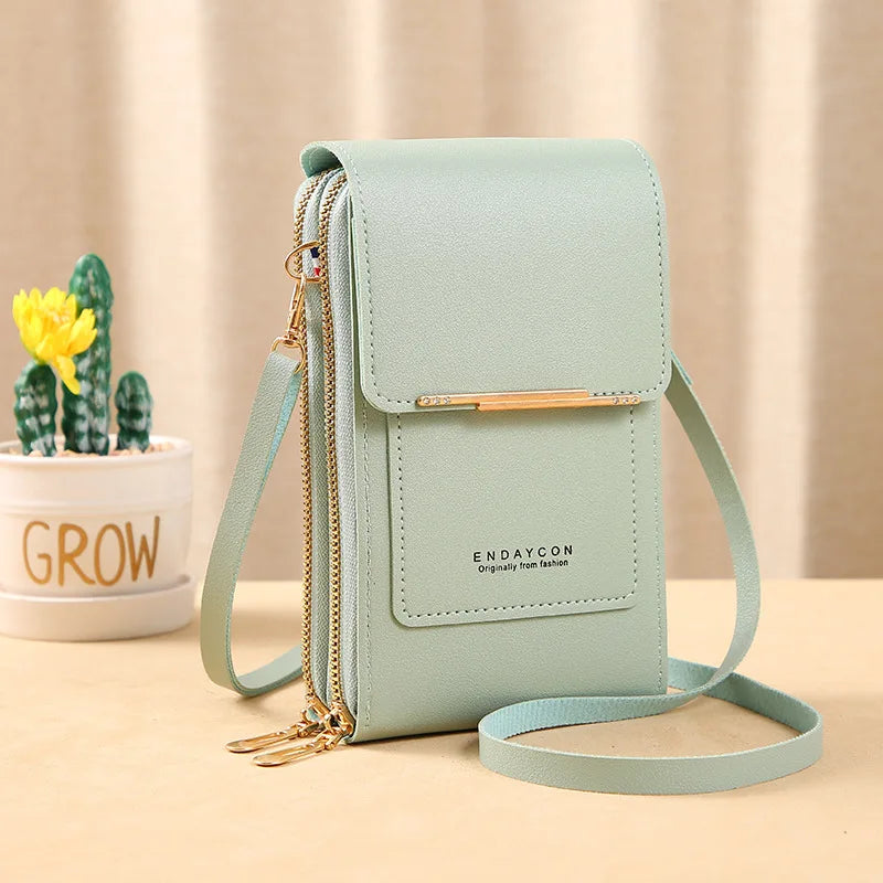 Women Crossbody Shoulder Bags Wallets Touch Screen Cell Phone Bag Soft Leather Strap Handbag for Female Luxury Messenger Bags