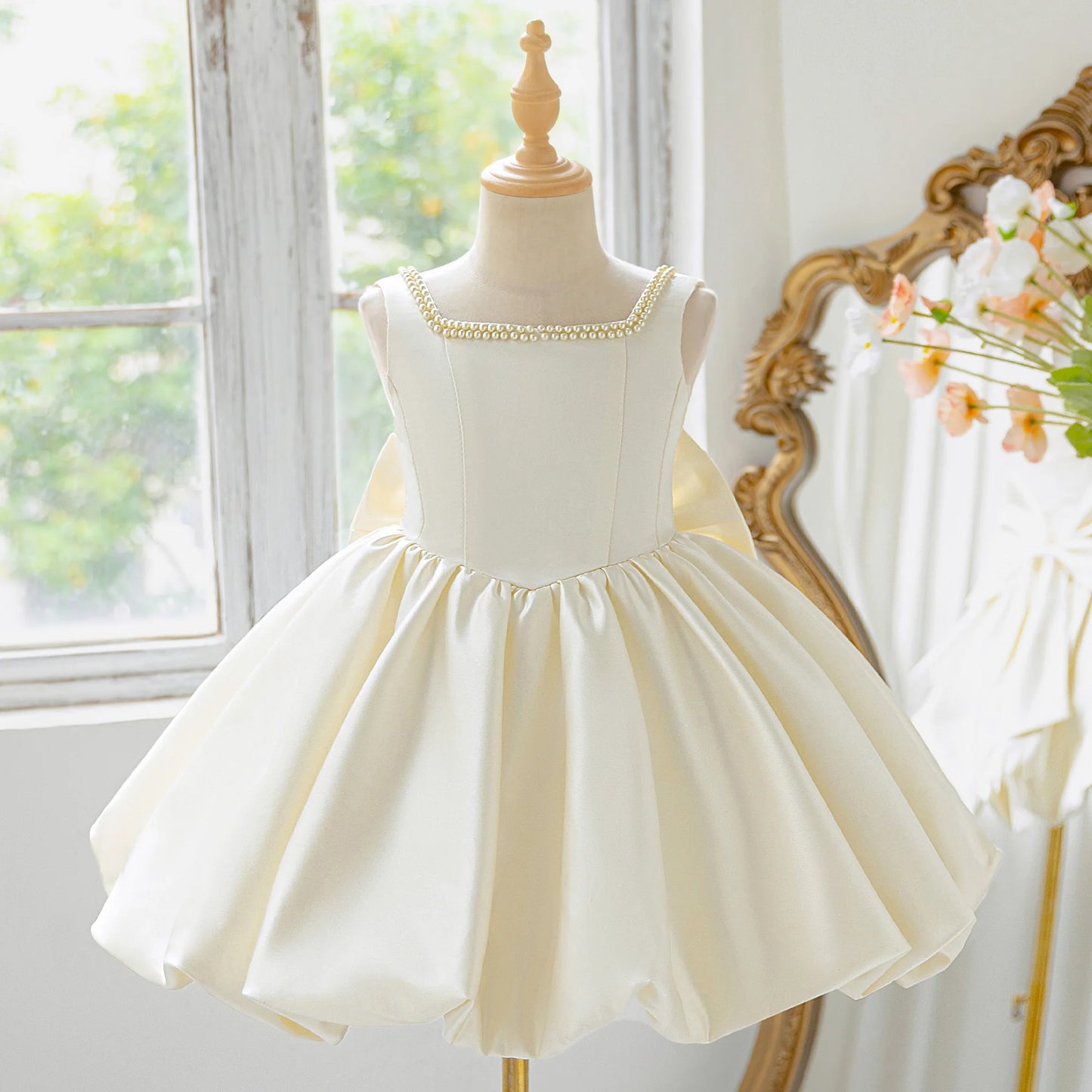 Elegant Big Bow Tutu Party Girls Dress Lolita Wedding Bridesmaid Baptism Princess Dresses Girl Summer Birthday Evening Prom Gown