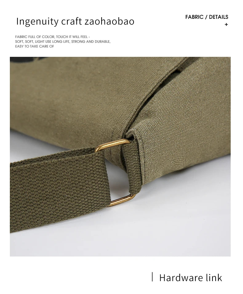 Vintage Women's Shoulder Bag Canvas Lotus Print Large Capacity Crossbody Bag for Travel Messenger Bag