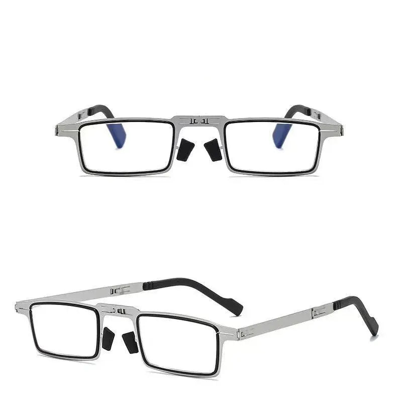 Steel Metal Folding Reading Glasses Hd Anti-blue Light Portable Fashionable Men's And Women's Reading Glasses Set