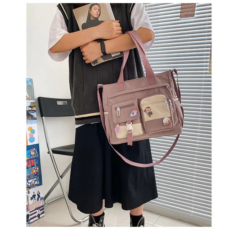 Canvas Handbags Messenger Bags for Women Waterproof Nylon Tote Shoulder Bag Oxford Ladies Handbag Crossbody Bag Girl Satchels