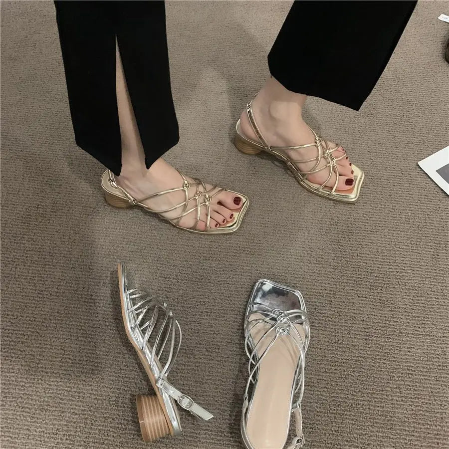 Ladies Shoes with Low Heels Summer 2025 for Party and Weddings Footwear Sexy Open Toe Sandals Women Daily Wholesale on Offer Vip