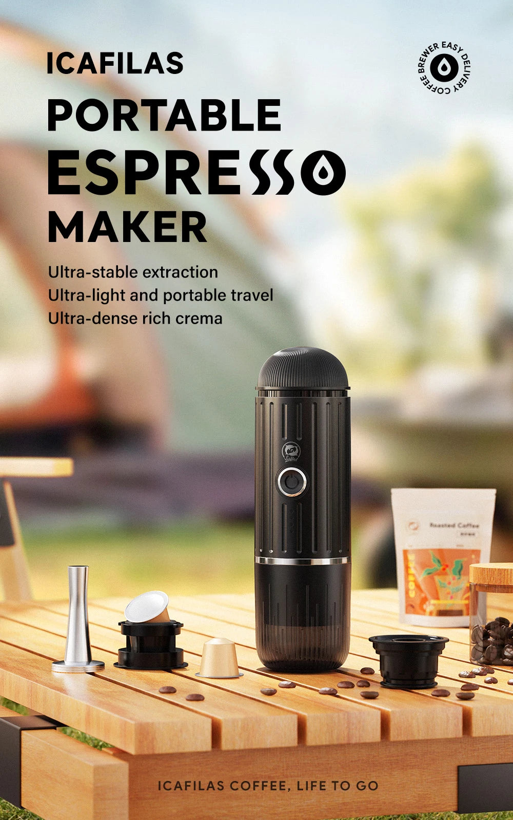 Wireless Portable Heating Espresso Machine Coffee Maker Rechargeable Concentrated Extraction Coffee Machine for Travel Office