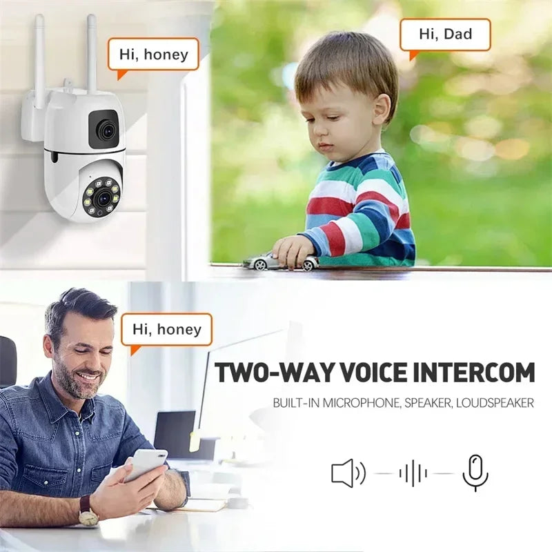 8MP Wifi Camera Dual Lens Security Wireless Outdoor Cameras Two-way Audio Auto Motion Detection Night Vision Home Baby Monitor