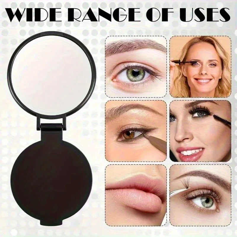 50pcs Portable Mini Folding Makeup Mirrors - Battery-Free 2.75x2.44inch Black Pink , Travel Grooming Mirror for Skincare Tools