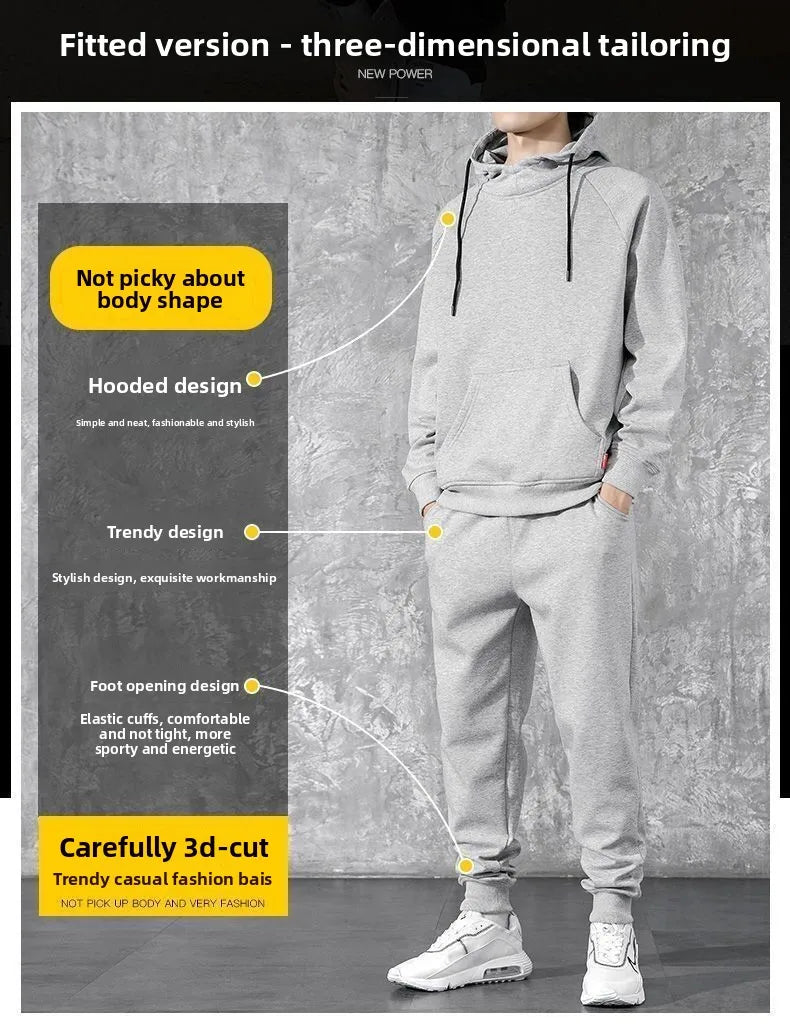 Men's clothing, sporty casual set, for spring and autumn 2025, new style, long-sleeved top and pants, two-piece set, matching