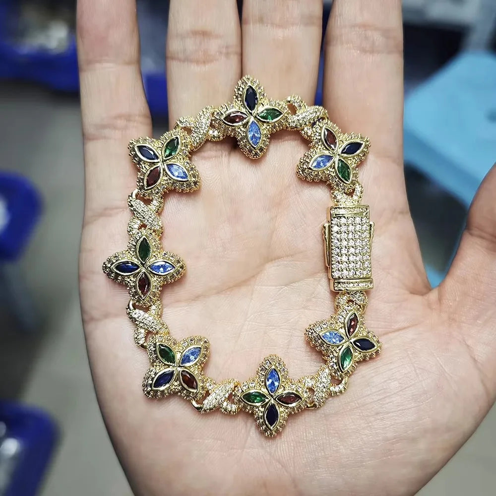 UWIN Multi Color CZ Floral Inifinity Chain Necklaces Pave Setting AAAAA Cubic Zircon Clover Necklace Fashion Jewelry for Gift