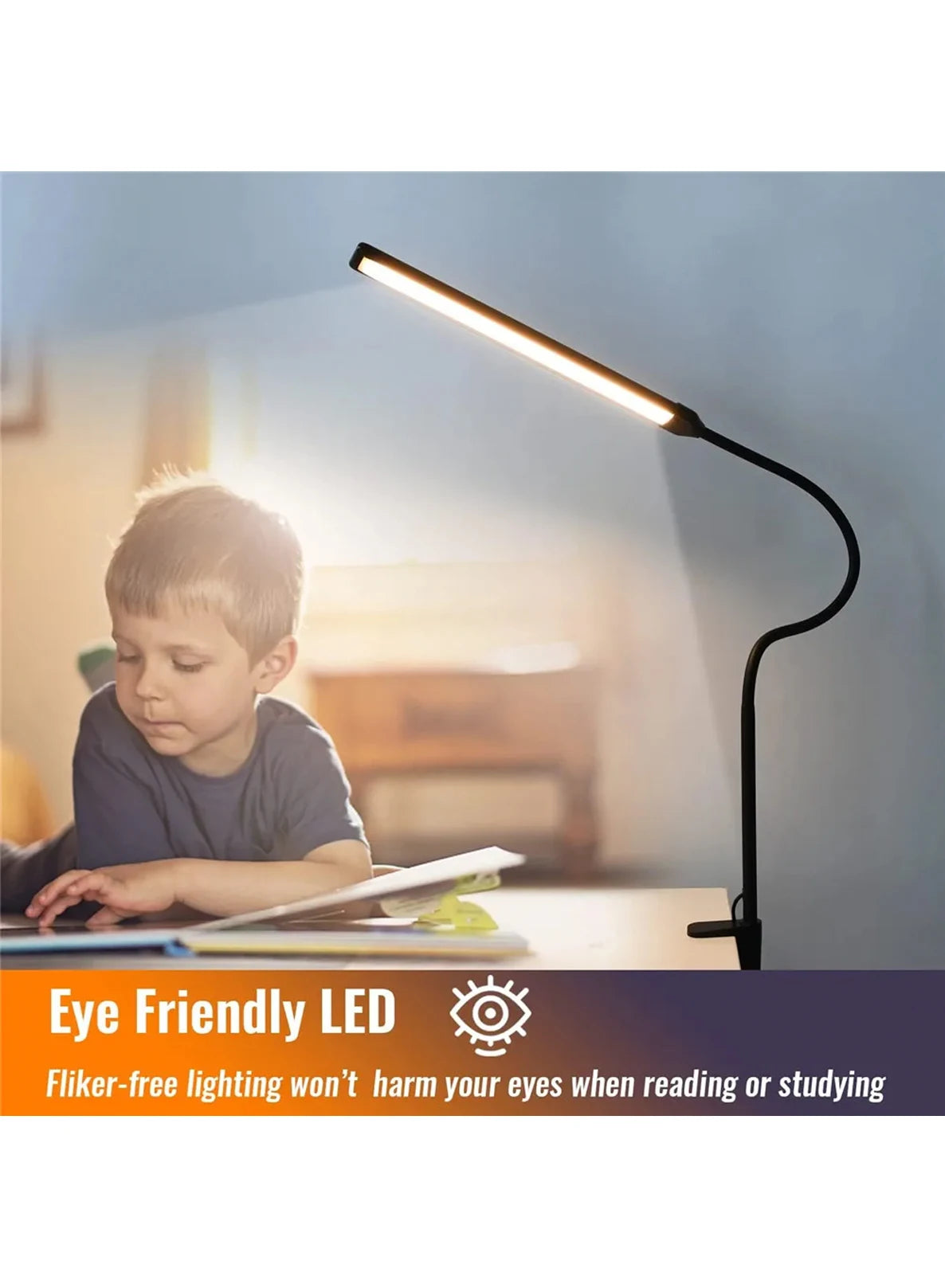 LED Double/Single Head Reading Desk Lamp Foldable Swing Arm Table Lamp with Clip Dimmable Workstation Office PC Eye Protection