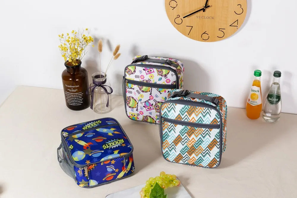 New Cartoon Printed Lunch Bag Women Cute Dinosaur Picnic Travel Thermal Breakfast Box Girls School Child Lunch Box Tote Food Bag