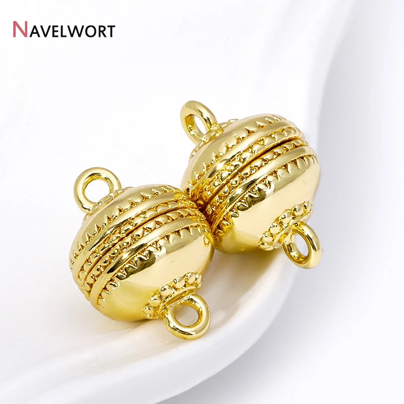 18K Gold Plated Brass Round Strong Magnetic Clasps For Bracelet Necklace Making Findings,End Clasps Connector For Jewelry Making
