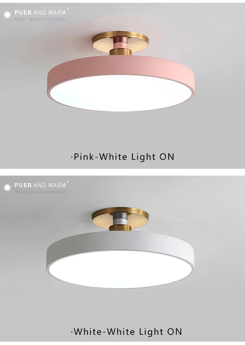 Modern LED Ceiling Light Nordic Macaron Circular Pendant Light Children's Room Dining Room Study Room Interior Decoration Light