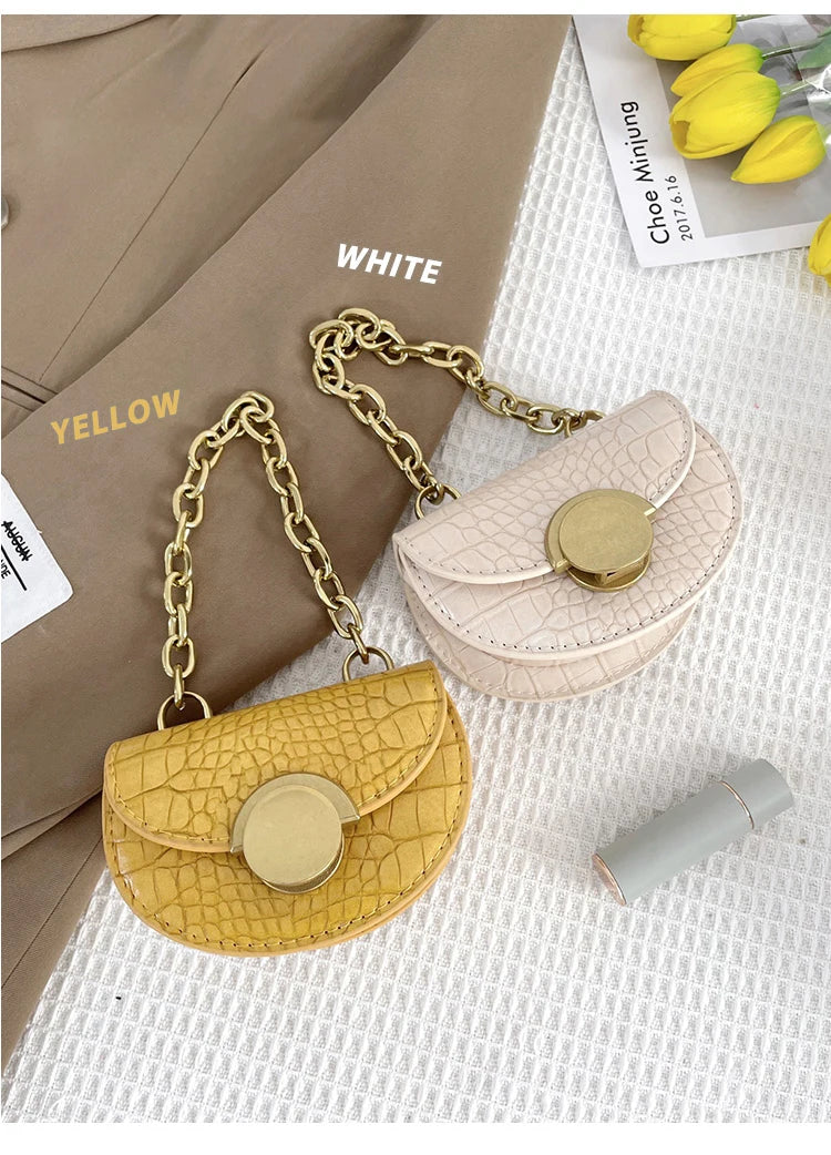 Fashion Chain Mini Crossbody Bag Women Classic PU Leather Flap Design Lipstick Coin Purse Girl Cute Earphone Bags