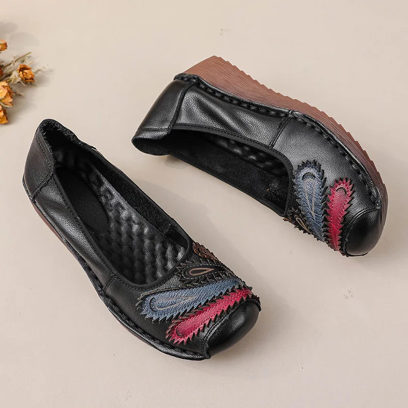2025 New real leather ballet flats mixed colors moccasins women's slip on shoes luxury patchwork flats lady driving loafer woman