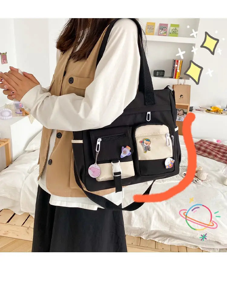 Canvas Handbags Messenger Bags for Women Waterproof Nylon Tote Shoulder Bag Oxford Ladies Handbag Crossbody Bag Girl Satchels