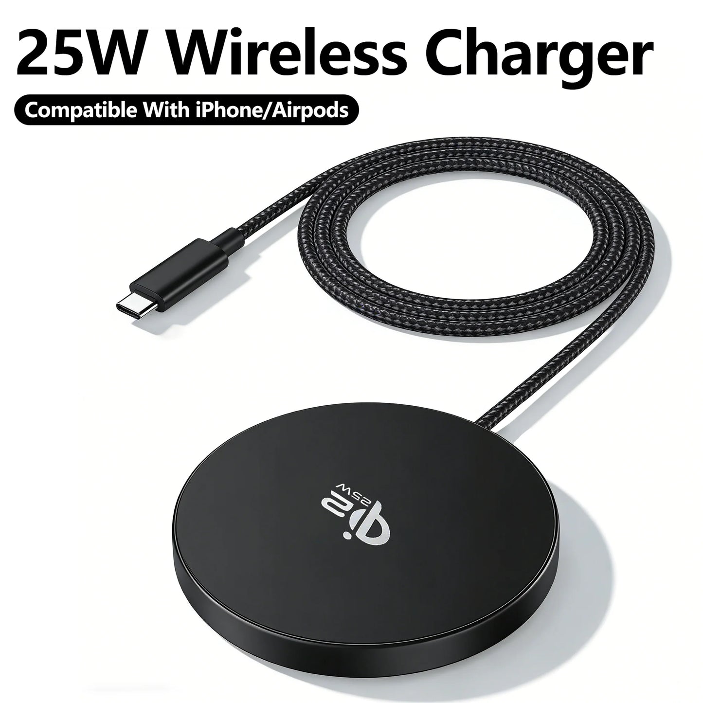 TIMESS QI2 25W Fast Wireless Charger For IPhone 17 16 15 14 13 12PRO MAX For Airpods 4 3 2 Pro 2-IN-1 Charging Station Stand Pad