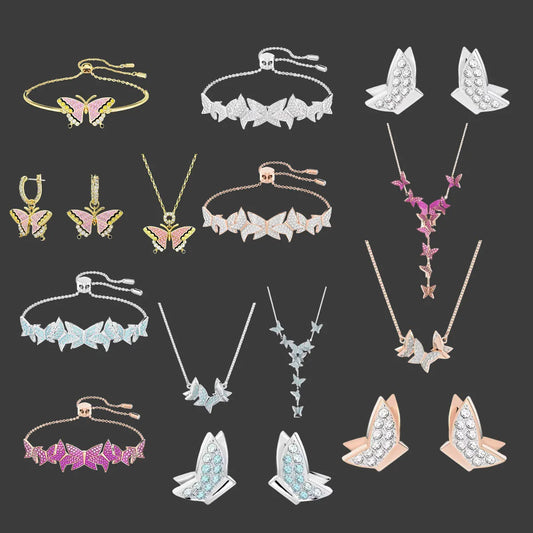 2025 New Exquisite Luxury High Quality S925 Zircon Necklace Pendant Jewelry Set Butterfly Shaped Essential for Daily Wearing