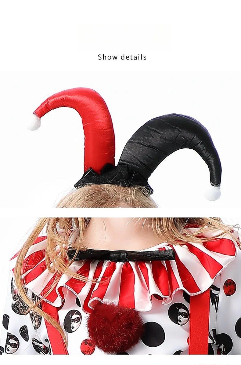 Halloween Cosplay Costumes Horror Clown Dresses Pants Headwear Clothes Sets Carnival Theme Party Role Playing Outfits for Girls