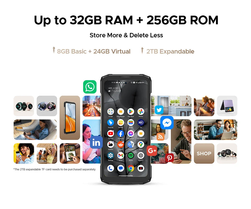 World Premiere DOOGEE Blade20 Turbo 5G Rugged Phone Android 15 Gemini Al 6.6'' HD+ 8GB 256GB AI Dual Camera 10300mAh Battery