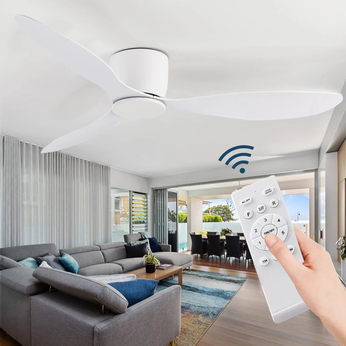 Modern Ceiling Fans No Light DC Motor Remote Control Cooling Fans Low Floor Ceiling Fan Silent Large Home Fan AC95-260V