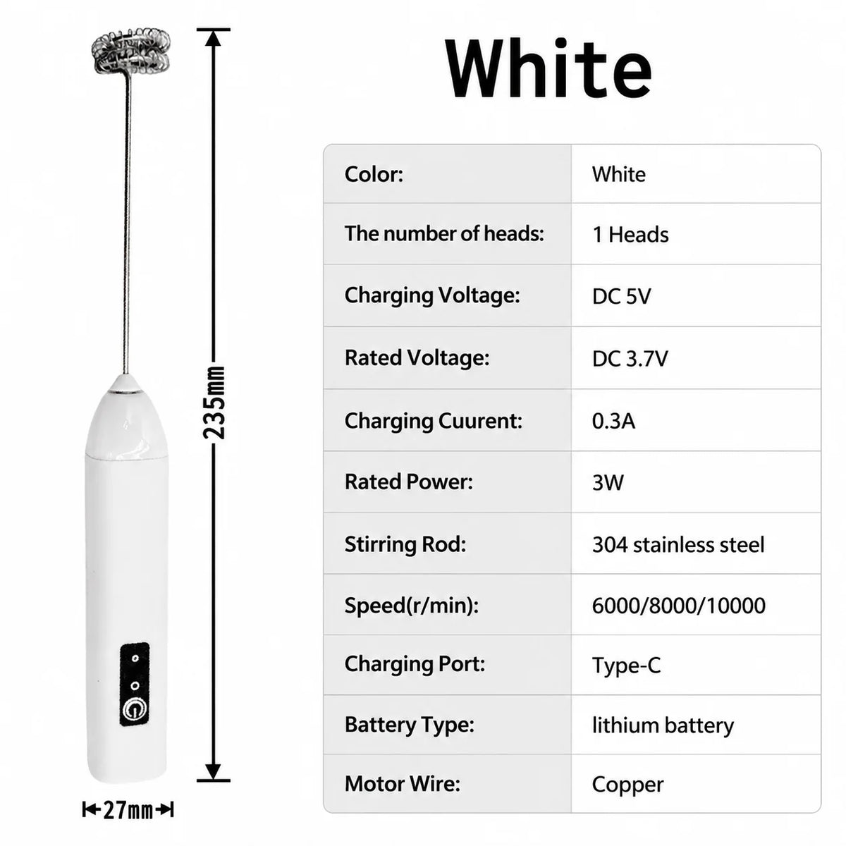 Handheld Electric Milk Frother Mini Coffee Foam Maker Portable Milk Whisk Mixer for Home Latte Cappuccino