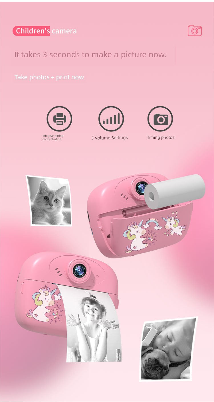 Children's Camera Toy Gift for Boys and Girls, Can Take Pictures and Print, Baby Digital Instant Camera, 2025 Student Model
