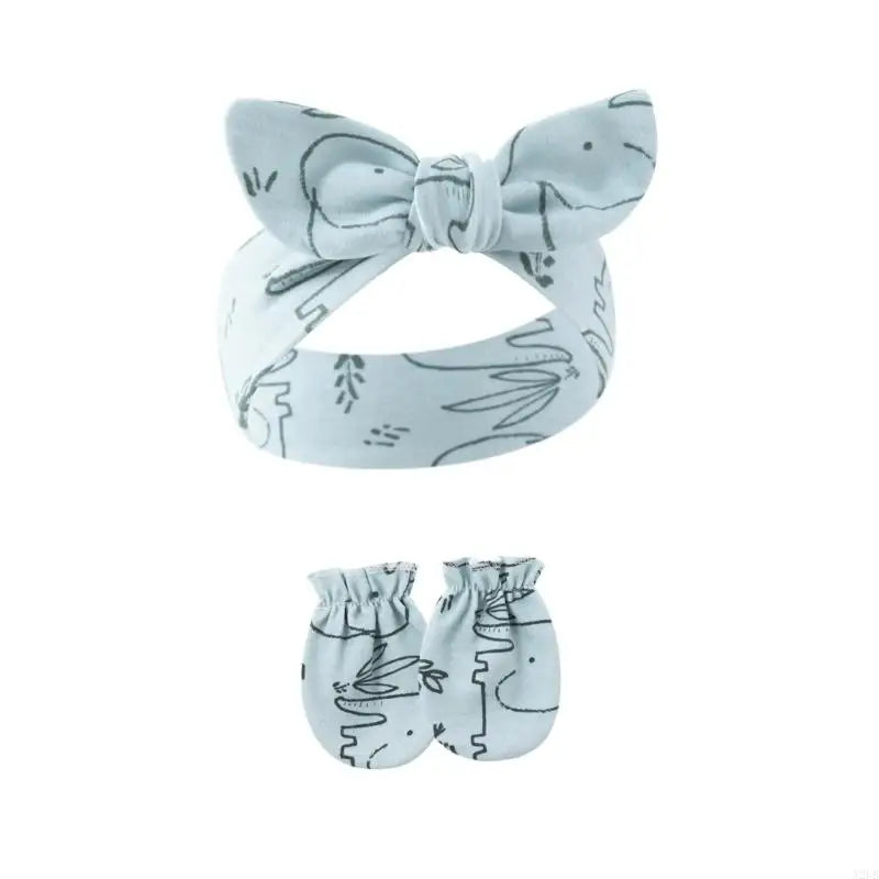 Baby Hair Accessories Set Breathable Head Wrap with Mittens Scratches Resistant for Infants Children Daily Use A2UB