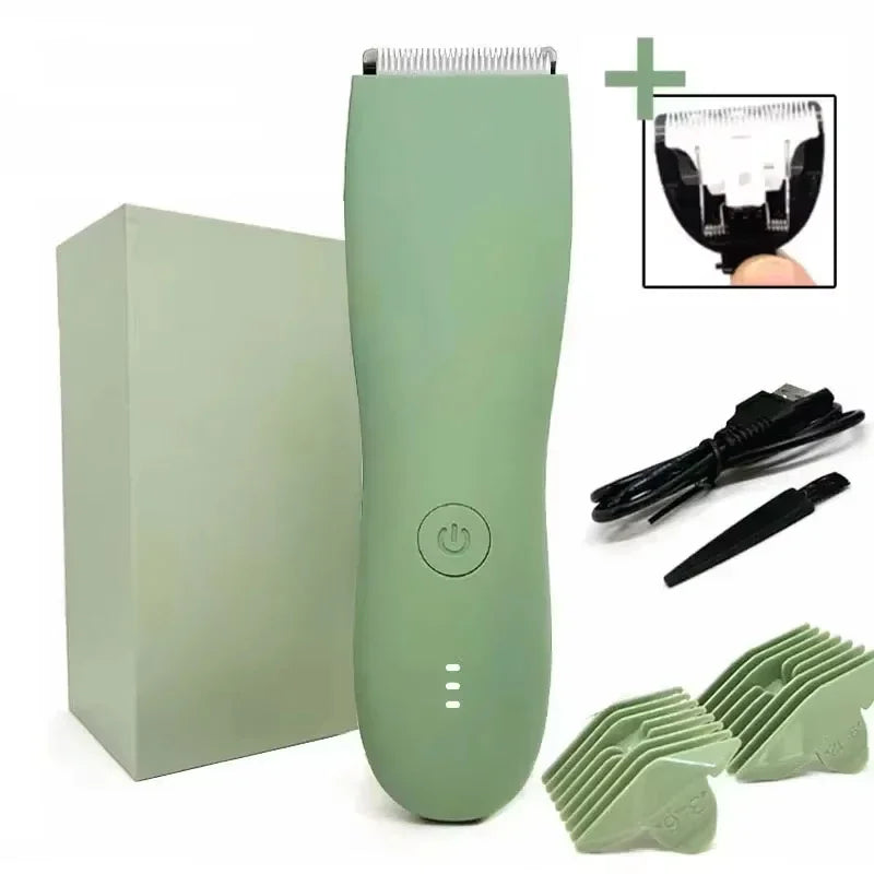 Balls Trimmer Men, Pubic & Body Hair Trimmer Groin Men, IPX7 Waterproof Electric Body Groomer with Replaceable Ceramic Blade
