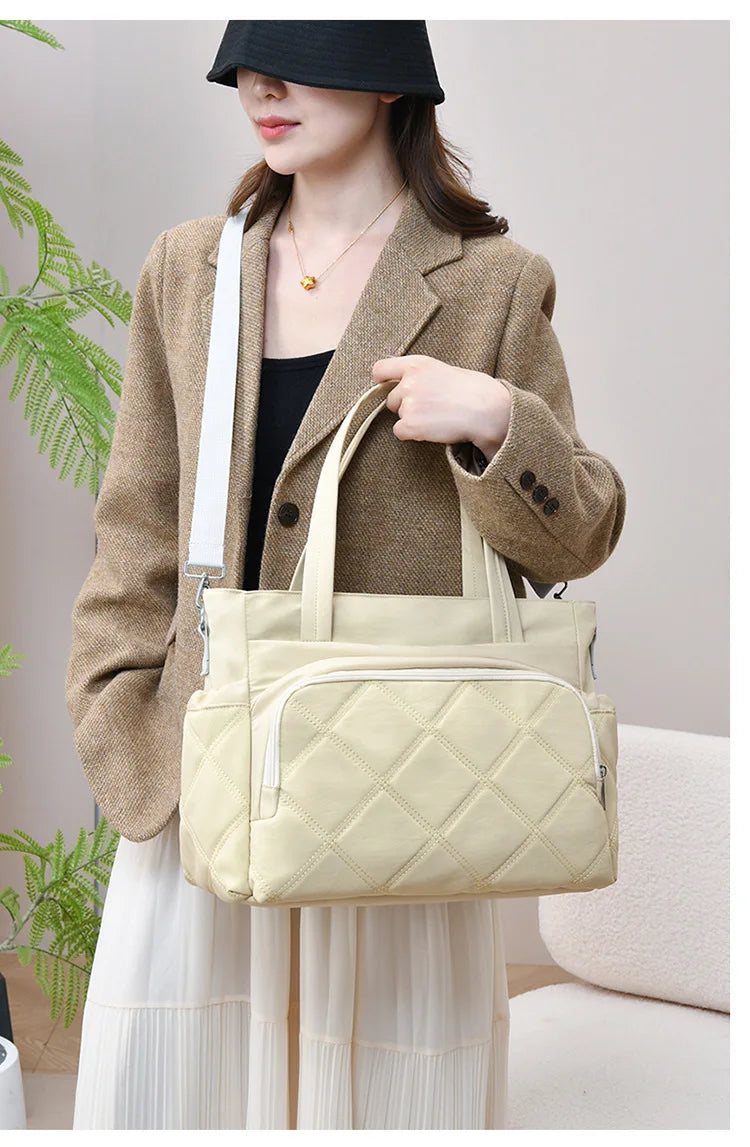 Personalized Name Simple Mommy Bag Large Capacity Solid Color Single Shoulder Crossbody Bag Baby Diaper Storage Bags
