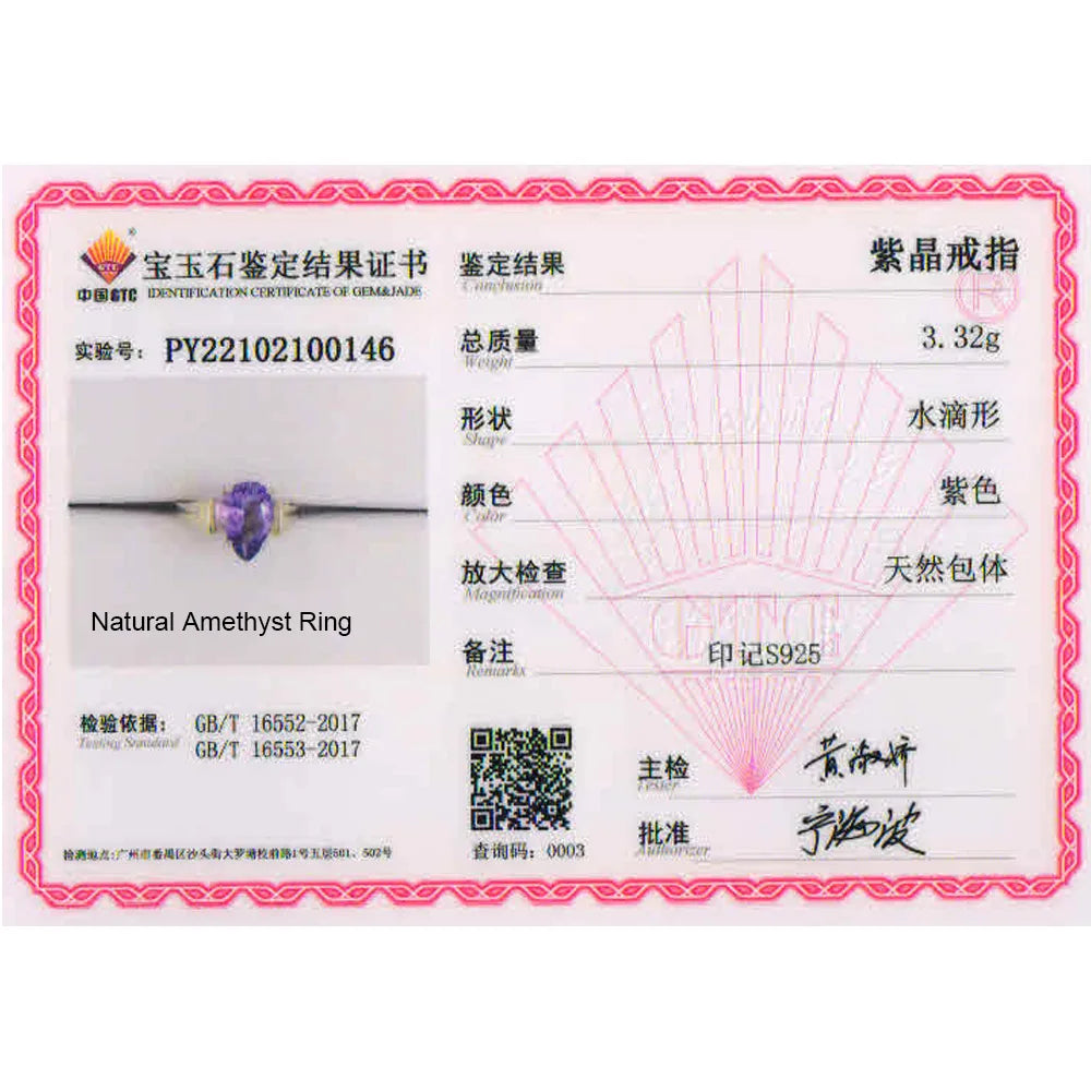 NEW  100% Natural amethyst  rings earrings Simple design jewelry set 925 silver fashion jewelry for women nice gift