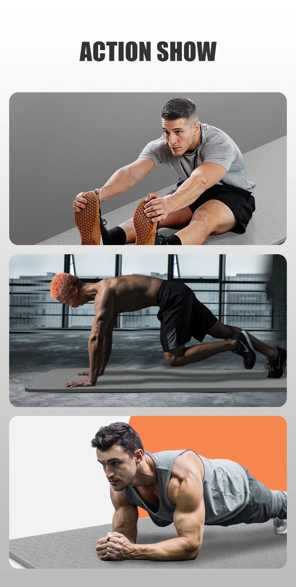 190CM Yoga Mat High Density Anti-Tear Exercise Mat Extra Long & Wide Non Slip Workout Mat with Carrying Strap for Sports Fitness