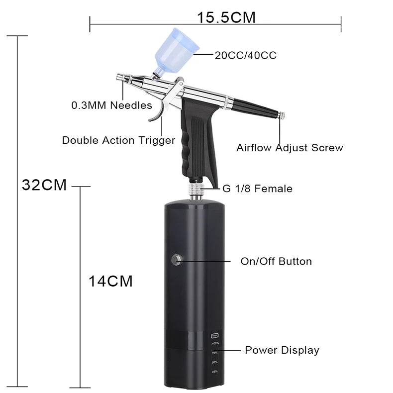 High Quality Cordless Mini Airbrush With Compressor Trigger Gun Cleaning Kit Foundation Makeup Oxygen Infusion Apparatus