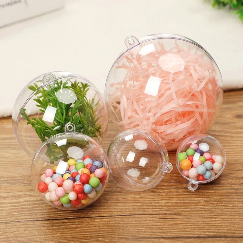 Wholesale Transparent DIY Plastic Ball Filling Decorative Hanging Ornaments Christmas Tree Open Ball Box Gifts for Wedding Party