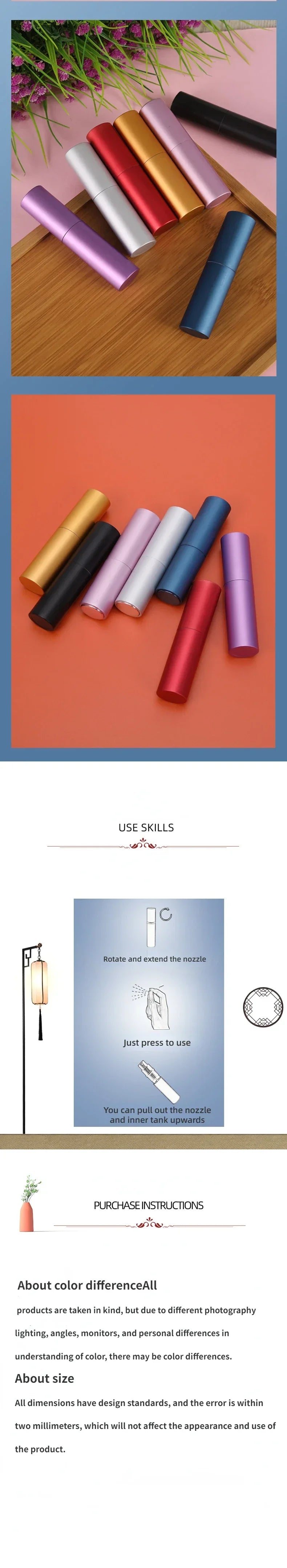 10ml Portable Perfume Empty Bottle Spray Atomizer Portable Liquid Container for Cosmetics Traveling Aluminum Women Alcochol Hot