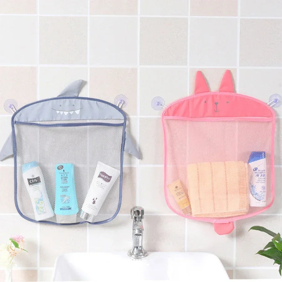 Baby Shower Bath Toys White Baby Kids Toy Storage Mesh with Strong Suction Cups Toy Bag Net Bathroom Organizer for Kids Toddlers