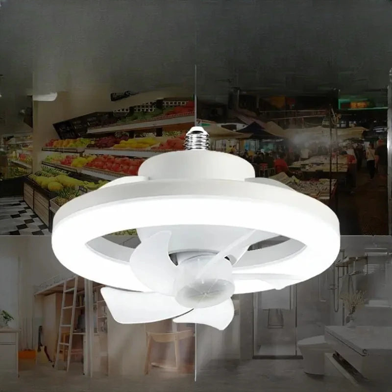 LED Ceiling Fan with E27 Screw and Remote Control, Oscillating Ceiling Fan with Adjustable Speed, Quiet for Bedrooms (124)