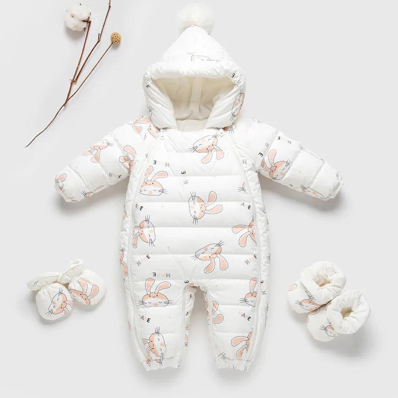 Ircomll Infant Baby Winter Lightweight Duck Down Overalls Fleece Children Jacket Cartoon Rompers For Boys Girls Toddler Jumpsuit