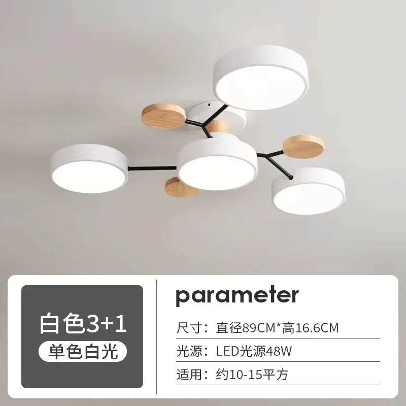 Retro Nordic Minimalist Four Head Six Head Restaurant Lighting Living Room Bedroom Lighting Room Ceiling Light Cross border