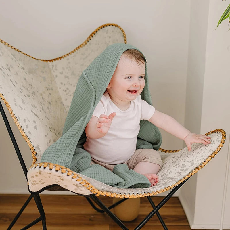 1PC Hooded Baby Towels for Newborn Muslin Organic Cotton Baby Bath Towel Soft Absorbent Towels for Boys Girls