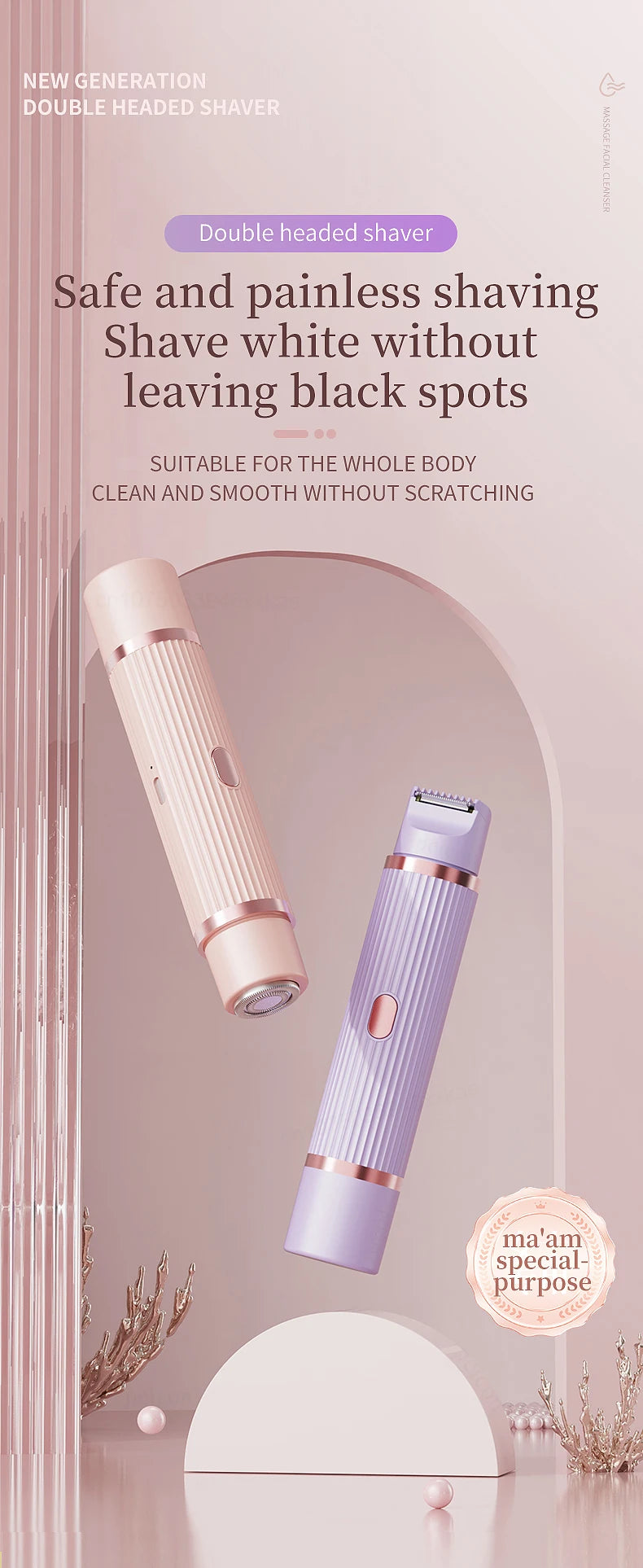 Electric Razor for Woman Bikini Trimmer Body Epilator Women Electric Shaver for Private Area Underarm Legs Facial Hair Removal