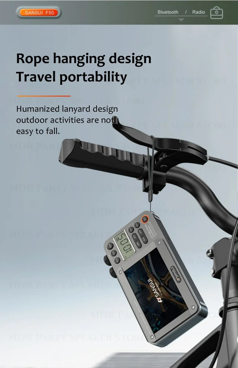 SANSUI Portable FM/MW/SW Radio 7-inch HD LED Display Radio Wireless Bluetooth Speakers Dual TF Card Slot MP4 Video Music Player