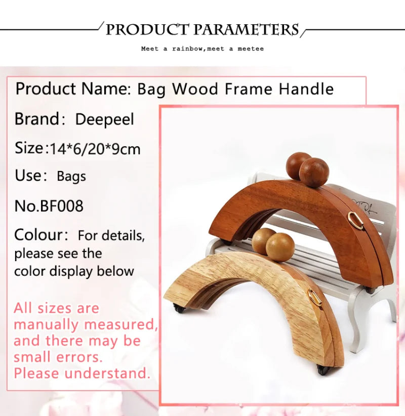 Deepeel Wooden Bag Handle 14/20cm Purse Frames Kiss Clasp for Handbags Wallet DIY Handmade Sewing Brackets Bags Accessories