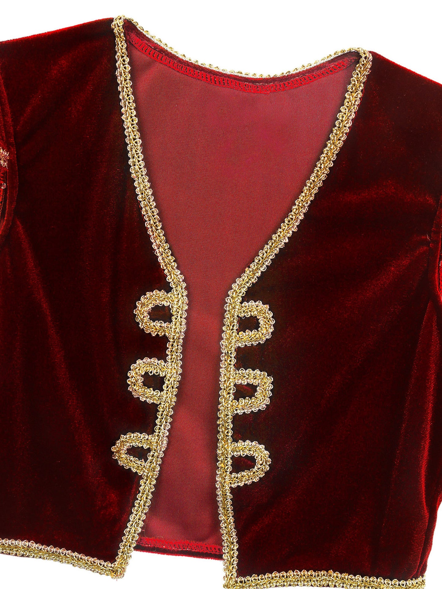 Kids Boys Arabian Prince Costume Cap Sleeve V Neck Braided Trimming Vest Waistcoat for Halloween Cosplay Theme Party Clothes