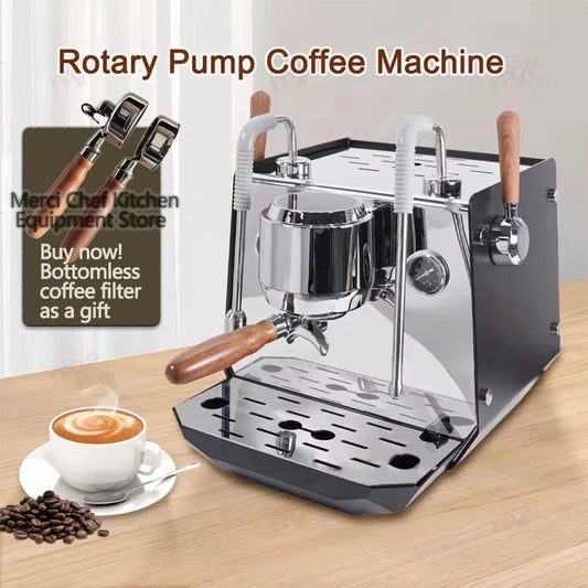 Rotary Pump Coffee Machine Home/commercial Espresso Coffee Maker 0.5L+ 1L Boliers PID Temperture Control Connect External Water