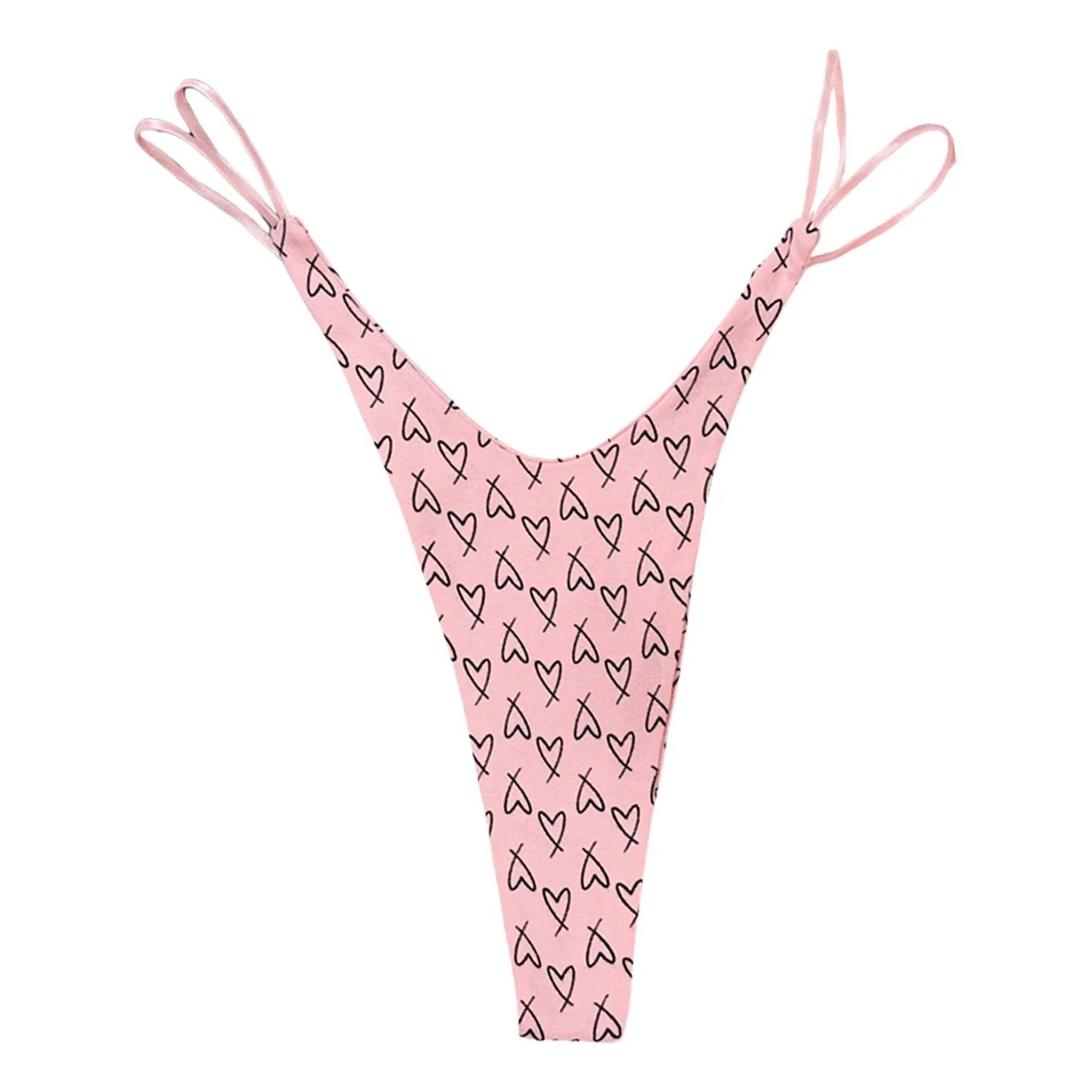 Sexy Printed Seamless T-Back Underwear Women'S Double Strap Hip Lifting Low Waist Panties Pure Cotton 1pc Seamless Thong Briefs