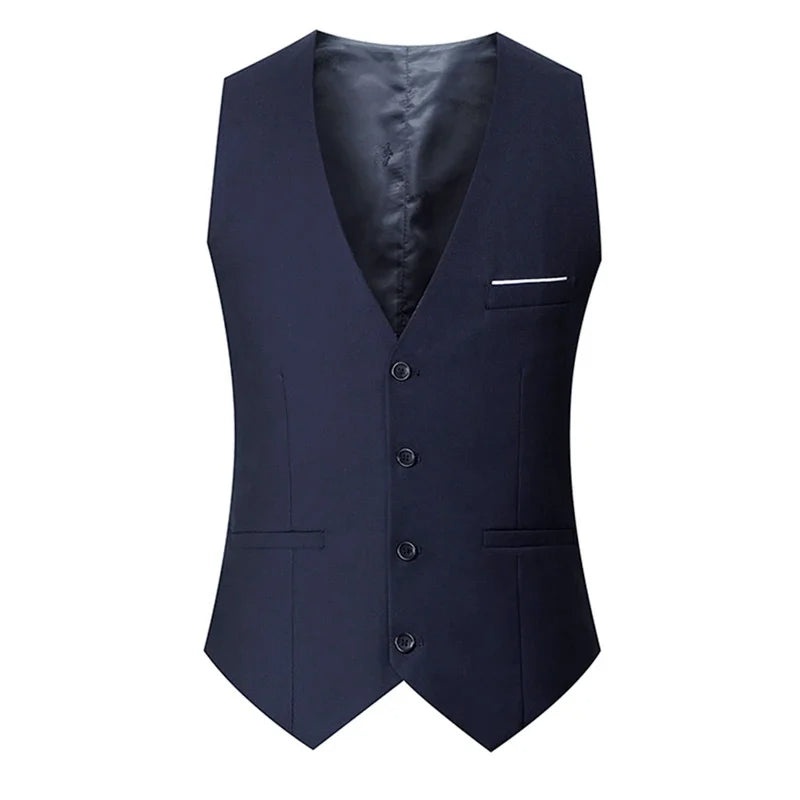 M-7XL Spring/summer Man Suit Vest Sleeveless Vest with Adjustable Waist Single Breasted Solid Color Business Suit Vest Wedding