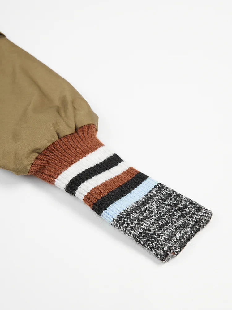 DEAT Fashion Women's Jacket Rivet Patchwork Tassel V-neck Long Sleeve Single Breasted Contrast Color Coat Spring 2025 New CP0361