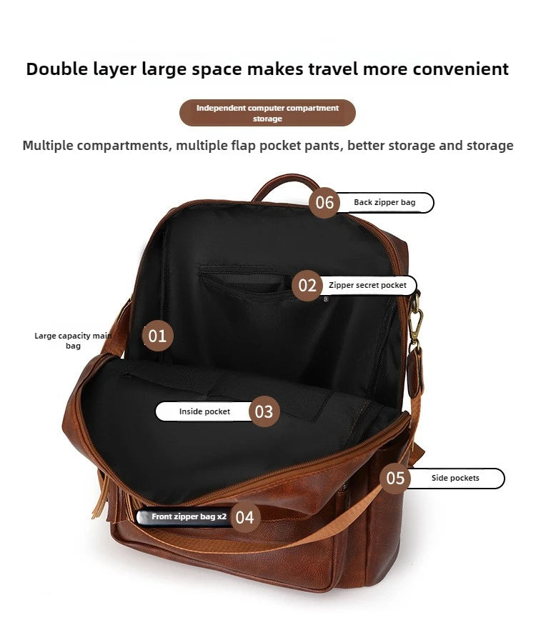 Backpack Purse for Women pu Large LadiesFashion Tassel Pu Leather Travel Backpack Purse Designer Ladies Shoulder Bags Waterproof
