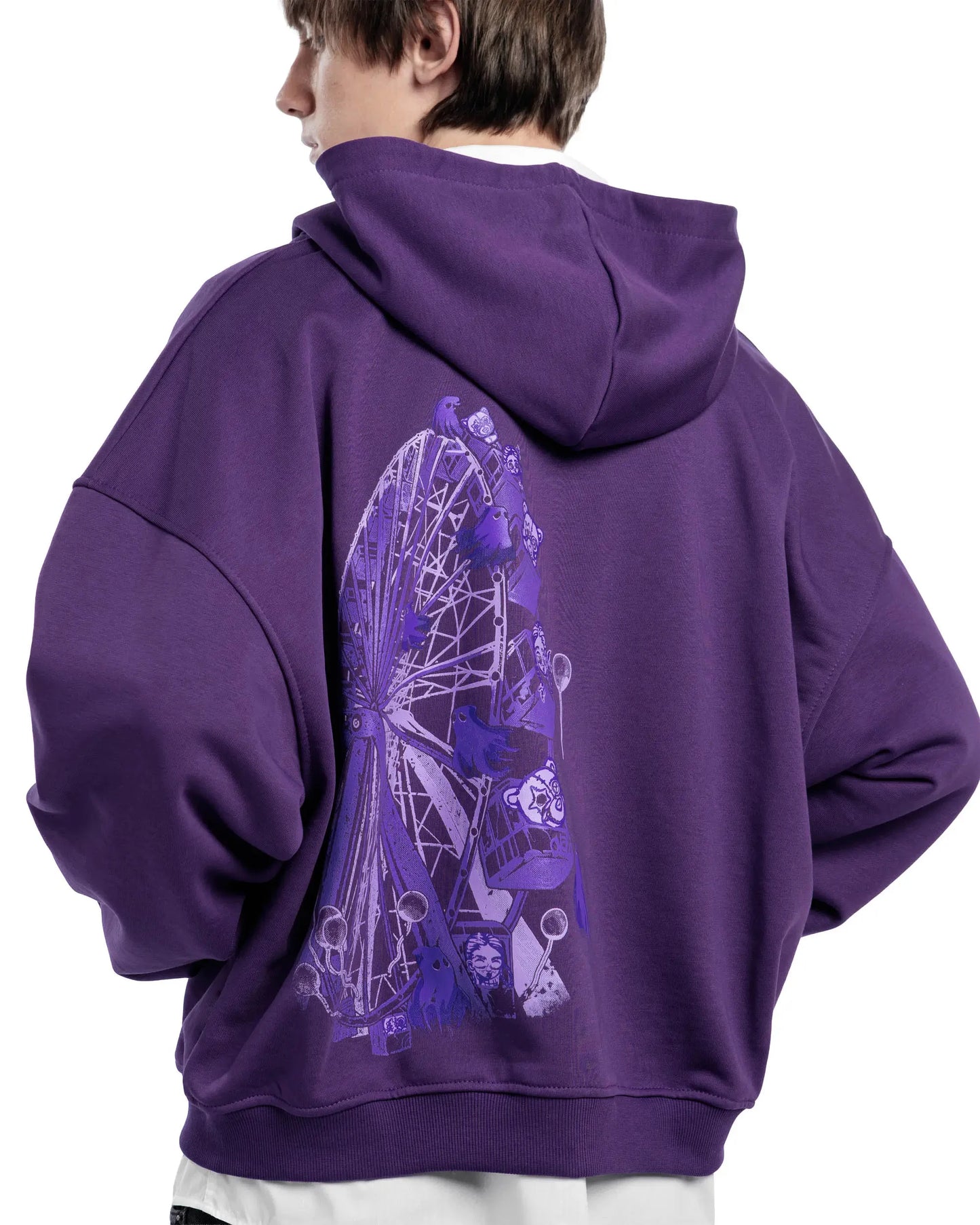 Y2K Retro Zip up Hoodie Men Ghost Wheel Pattern Zipper Sweatshirt High Street Hip Hop Streetwear Oversized Unisex MZLFF Hoodies